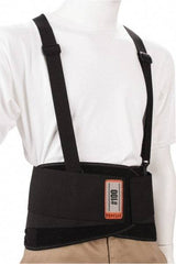 Ergodyne - Size 4XL, Hook & Loop, Spandex Belt with Adjustable Shoulder Straps - 52 to 58" Waist, 8" Wide, Detachable Strap, Black - Americas Industrial Supply