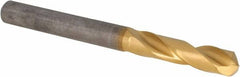 Guhring - 7mm 140° Spiral Flute Solid Carbide Screw Machine Drill Bit - TiN Finish, Right Hand Cut, 34mm Flute Length, 74mm OAL, SF Point, Straight Shank - Americas Industrial Supply