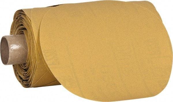 3M - 5" Diam, 320 Grit Aluminum Oxide Adhesive PSA Disc - Extra Fine Grade, Yellow, C Weighted Backing, Flexible, Use with Random Orbital Sanders - Americas Industrial Supply