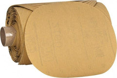 3M - 5" Diam, 320 Grit Aluminum Oxide Adhesive PSA Disc - Extra Fine Grade, Gold, A Weighted Backing, Flexible, Use with Random Orbital Sanders - Americas Industrial Supply