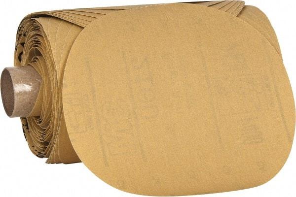 3M - 5" Diam, 400 Grit Aluminum Oxide Adhesive PSA Disc - Extra Fine Grade, Gold, A Weighted Backing, Flexible, Use with Random Orbital Sanders - Americas Industrial Supply