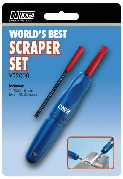 Noga - 3 Piece High Speed Steel Blade Hand Deburring Tool Set - D75;T80 Blades, For Hole Edge, Straight Edge - Americas Industrial Supply