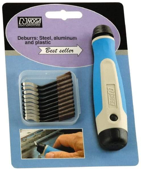 Noga - 10 Piece High Speed Steel Blade Hand Deburring Tool Set - S10 Blades, For Holes, Straight Edge, Curved Edge - Americas Industrial Supply