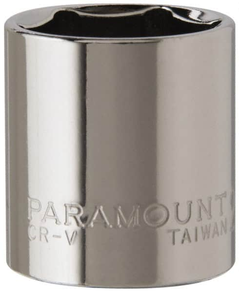 Paramount - 3/8" Drive, Standard Hand Socket - 6 Points, 1-3/16" OAL, Steel, Chrome Finish - Americas Industrial Supply