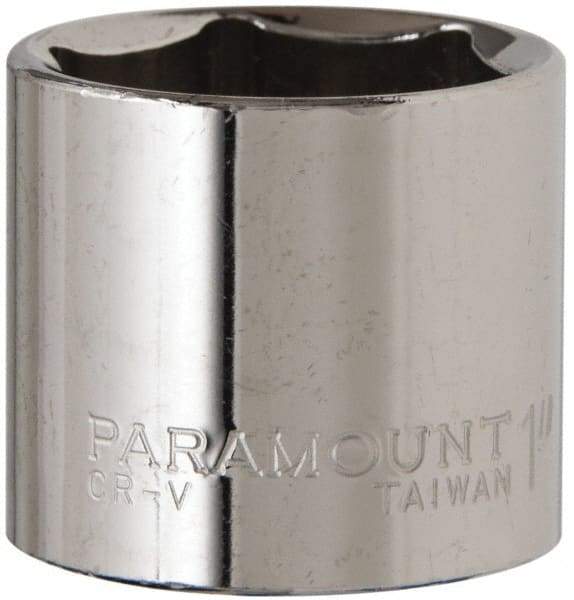 Paramount - 1", 3/8" Drive, Standard Hand Socket - 6 Points, 1-3/16" OAL, Steel, Chrome Finish - Americas Industrial Supply