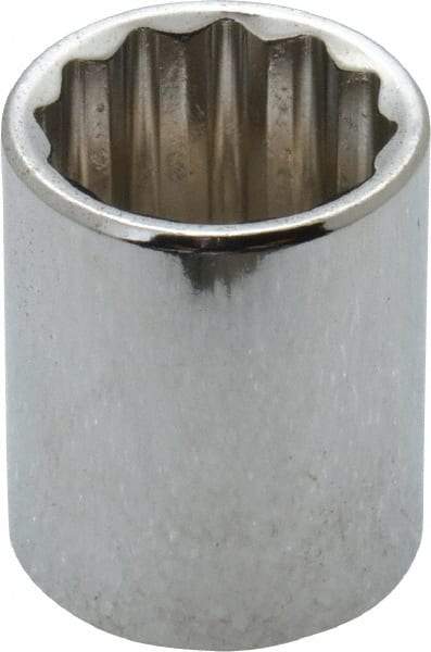 Paramount - 3/8" Drive, Standard Hand Socket - 12 Points, 1-3/16" OAL, Steel, Chrome Finish - Americas Industrial Supply