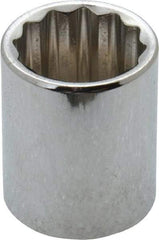 Paramount - 3/8" Drive, Standard Hand Socket - 12 Points, 1-3/16" OAL, Steel, Chrome Finish - Americas Industrial Supply