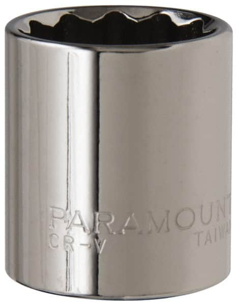 Paramount - 3/8" Drive, Standard Hand Socket - 12 Points, 1-3/16" OAL, Steel, Chrome Finish - Americas Industrial Supply