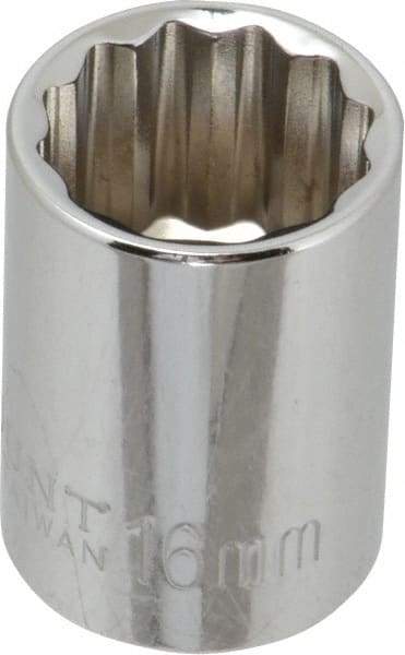 Paramount - 3/8" Drive, Standard Hand Socket - 12 Points, 1-3/16" OAL, Steel, Chrome Finish - Americas Industrial Supply