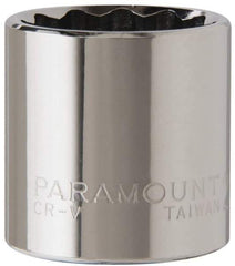 Paramount - 3/8" Drive, Standard Hand Socket - 12 Points, 1-3/16" OAL, Steel, Chrome Finish - Americas Industrial Supply