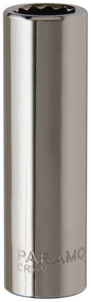 Paramount - 3/8", 1/4" Drive, Deep Hand Socket - 12 Points, 1-15/16" OAL, Steel, Chrome Finish - Americas Industrial Supply