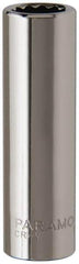 Paramount - 3/8", 1/4" Drive, Deep Hand Socket - 12 Points, 1-15/16" OAL, Steel, Chrome Finish - Americas Industrial Supply