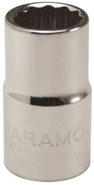 Paramount - 1/4" Drive, Deep Hand Socket - 12 Points, 1-15/16" OAL, Steel, Chrome Finish - Americas Industrial Supply