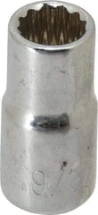 Paramount - 9/32", 1/4" Drive, Standard Hand Socket - 12 Points, 15/16" OAL, Steel, Chrome Finish - Americas Industrial Supply