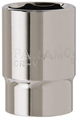 Paramount - 1/2" Drive, Standard Hand Socket - 6 Points, 1-1/2" OAL, Steel, Chrome Finish - Americas Industrial Supply