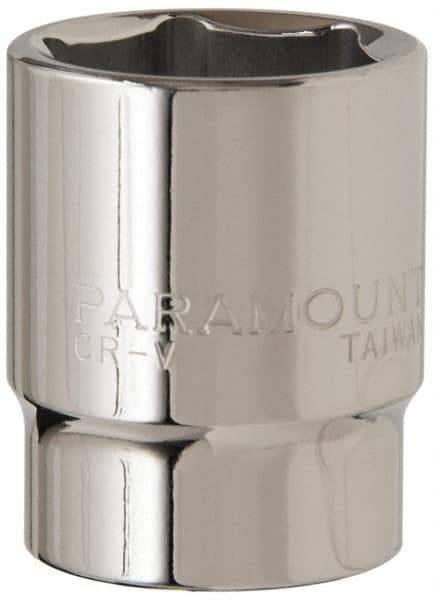 Paramount - 1/2" Drive, Standard Hand Socket - 6 Points, 1-1/2" OAL, Steel, Chrome Finish - Americas Industrial Supply