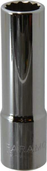 Paramount - 1/2" Drive, Deep Hand Socket - 12 Points, 3-3/32" OAL, Steel, Chrome Finish - Americas Industrial Supply