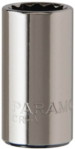 Paramount - 1/4" Drive, Standard Hand Socket - 12 Points, 15/16" OAL, Steel, Chrome Finish - Americas Industrial Supply