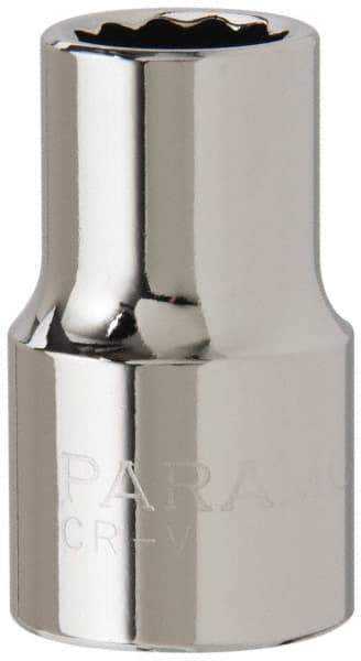 Paramount - 1/2" Drive, Standard Hand Socket - 12 Points, 1-1/2" OAL, Steel, Chrome Finish - Americas Industrial Supply