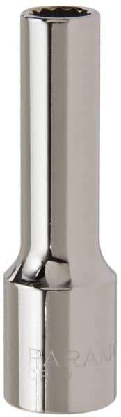 Paramount - 1/2" Drive, Deep Hand Socket - 12 Points, 3-3/32" OAL, Steel, Chrome Finish - Americas Industrial Supply