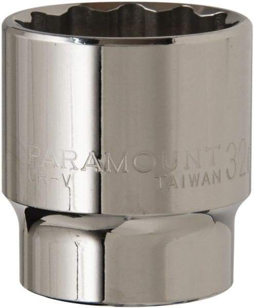 Paramount - 1/2" Drive, Standard Hand Socket - 12 Points, 1-1/2" OAL, Steel, Chrome Finish - Americas Industrial Supply