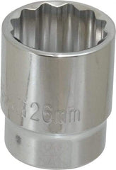 Paramount - 1/2" Drive, Standard Hand Socket - 12 Points, 1-1/2" OAL, Steel, Chrome Finish - Americas Industrial Supply