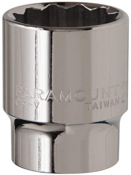 Paramount - 1/2" Drive, Standard Hand Socket - 12 Points, 1-1/2" OAL, Steel, Chrome Finish - Americas Industrial Supply