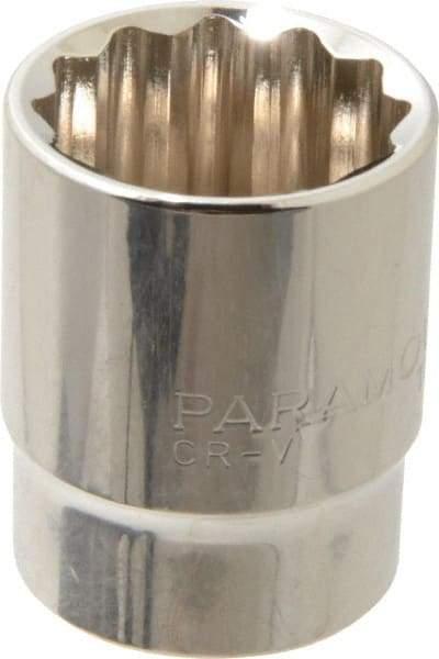 Paramount - 1/2" Drive, Standard Hand Socket - 12 Points, 1-1/2" OAL, Steel, Chrome Finish - Americas Industrial Supply