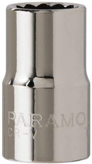 Paramount - 1/2" Drive, Standard Hand Socket - 12 Points, 1-1/2" OAL, Steel, Chrome Finish - Americas Industrial Supply