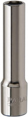 Paramount - 1/4", 1/4" Drive, Deep Hand Socket - 6 Points, 1-15/16" OAL, Steel, Chrome Finish - Americas Industrial Supply