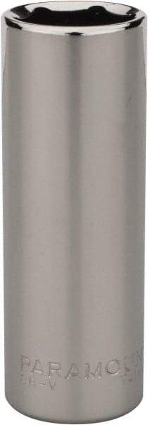 Paramount - 1/2", 1/4" Drive, Deep Hand Socket - 6 Points, 1-15/16" OAL, Steel, Chrome Finish - Americas Industrial Supply