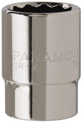 Paramount - 1/2" Drive, Standard Hand Socket - 12 Points, 1-1/2" OAL, Steel, Chrome Finish - Americas Industrial Supply