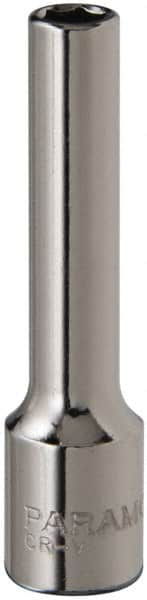 Paramount - 3/16", 1/4" Drive, Deep Hand Socket - 6 Points, 1-15/16" OAL, Steel, Chrome Finish - Americas Industrial Supply