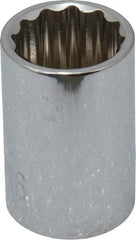 Paramount - 9/16", 3/8" Drive, Standard Hand Socket - 12 Points, 1-3/16" OAL, Steel, Chrome Finish - Americas Industrial Supply