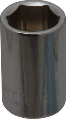 Paramount - 7/16", 1/4" Drive, Standard Hand Socket - 6 Points, 15/16" OAL, Steel, Chrome Finish - Americas Industrial Supply