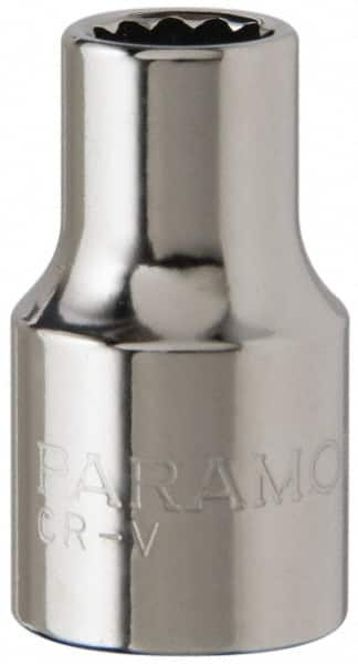 Paramount - 3/8" Drive, Standard Hand Socket - 12 Points, 1-3/16" OAL, Steel, Chrome Finish - Americas Industrial Supply