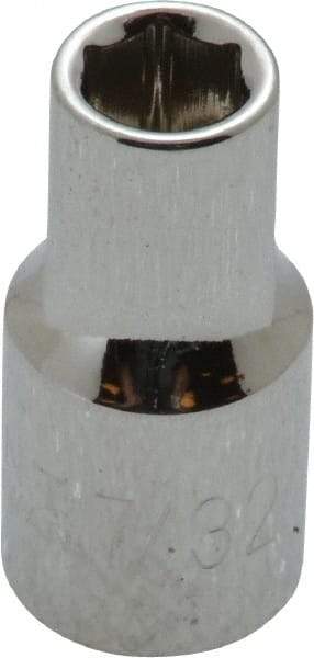 Paramount - 7/32", 1/4" Drive, Standard Hand Socket - 6 Points, 15/16" OAL, Steel, Chrome Finish - Americas Industrial Supply