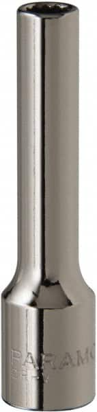 Paramount - 3/16", 1/4" Drive, Deep Hand Socket - 12 Points, 1-15/16" OAL, Steel, Chrome Finish - Americas Industrial Supply