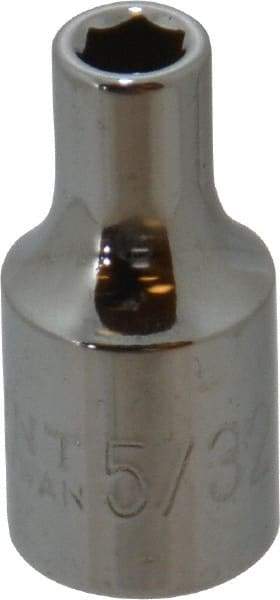 Paramount - 5/32", 1/4" Drive, Standard Hand Socket - 6 Points, 15/16" OAL, Steel, Chrome Finish - Americas Industrial Supply