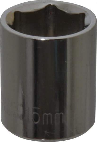 Paramount - 1/4" Drive, Standard Hand Socket - 6 Points, 15/16" OAL, Steel, Chrome Finish - Americas Industrial Supply