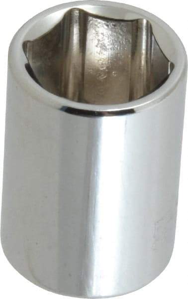 Paramount - 1/4" Drive, Standard Hand Socket - 6 Points, 15/16" OAL, Steel, Chrome Finish - Americas Industrial Supply