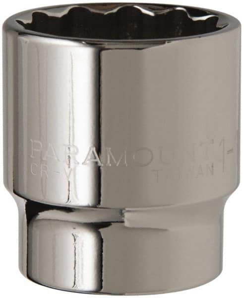 Paramount - 1-1/4", 1/2" Drive, Standard Hand Socket - 12 Points, 1-1/2" OAL, Steel, Chrome Finish - Americas Industrial Supply