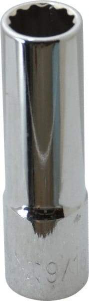 Paramount - 9/16", 1/2" Drive, Deep Hand Socket - 12 Points, 3-3/32" OAL, Steel, Chrome Finish - Americas Industrial Supply