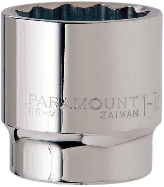 Paramount - 1-7/16", 1/2" Drive, Standard Hand Socket - 12 Points, 1-1/2" OAL, Steel, Chrome Finish - Americas Industrial Supply