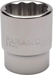 Paramount - 15/16", 1/2" Drive, Standard Hand Socket - 12 Points, 1-1/2" OAL, Steel, Chrome Finish - Americas Industrial Supply