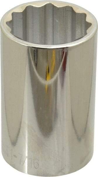 Paramount - 1-7/16", 1/2" Drive, Deep Hand Socket - 12 Points, 3-1/2" OAL, Steel, Chrome Finish - Americas Industrial Supply