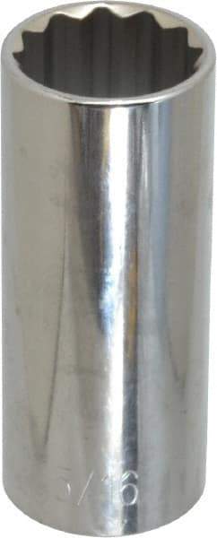 Paramount - 15/16", 1/2" Drive, Deep Hand Socket - 12 Points, 3-3/32" OAL, Steel, Chrome Finish - Americas Industrial Supply