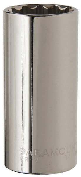 Paramount - 1-1/16", 1/2" Drive, Deep Hand Socket - 12 Points, 3-3/32" OAL, Steel, Chrome Finish - Americas Industrial Supply