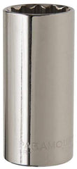 Paramount - 1-1/16", 1/2" Drive, Deep Hand Socket - 12 Points, 3-3/32" OAL, Steel, Chrome Finish - Americas Industrial Supply