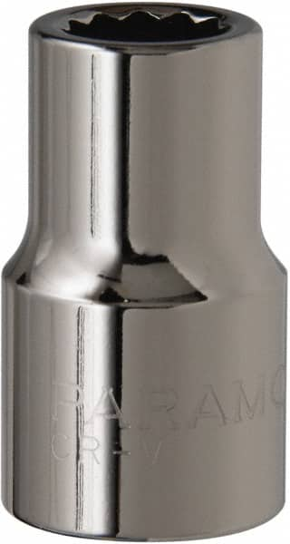 Paramount - 7/16", 1/2" Drive, Standard Hand Socket - 12 Points, 1-1/2" OAL, Steel, Chrome Finish - Americas Industrial Supply